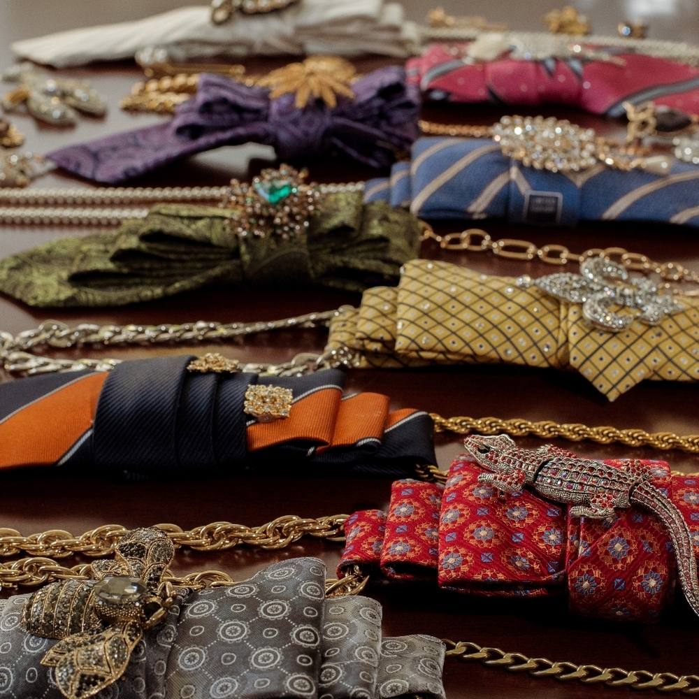 Statement Unisex Upcycled Necktie Interchangeable With Any Necklace, Handmade - Picture 5 of 8